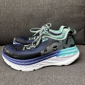 Hoka One One Bondi 5 Medieval Blue Mesh Mint Lace Up Athletic Shoes Womens Sz 8